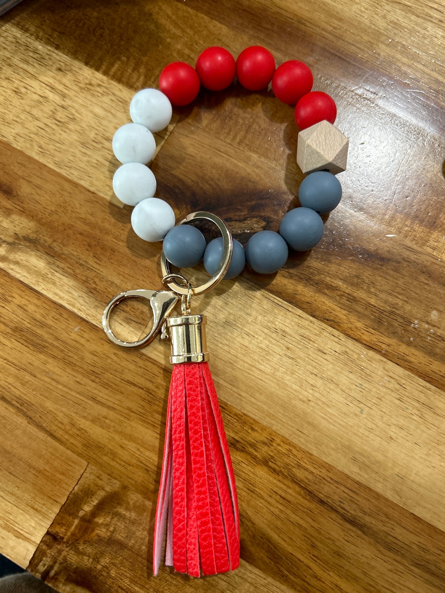 Red & White Keychain Wrist Bangles