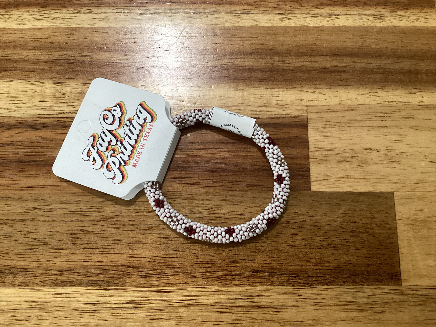 Maroon and white Beaded Bracelets
