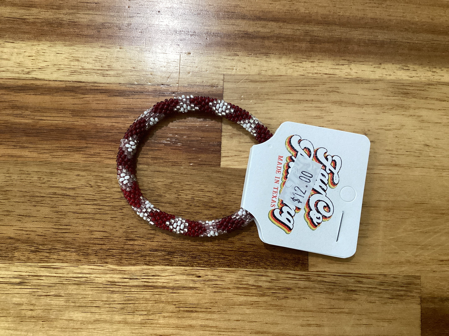 Maroon and white Beaded Bracelets