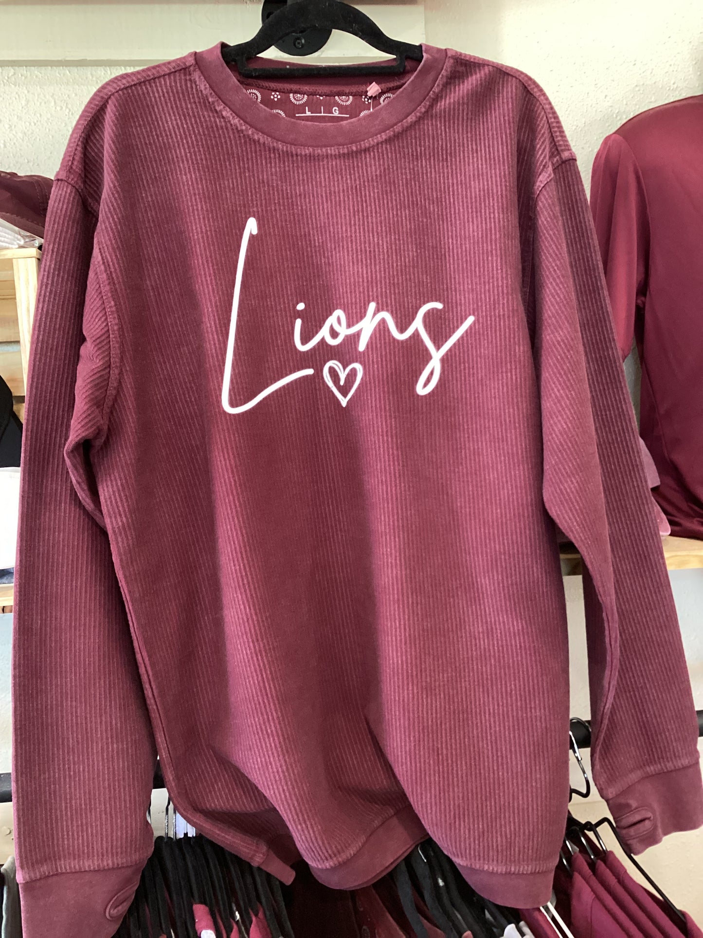 Corduroy Long sleeve maroon LIONS Tee