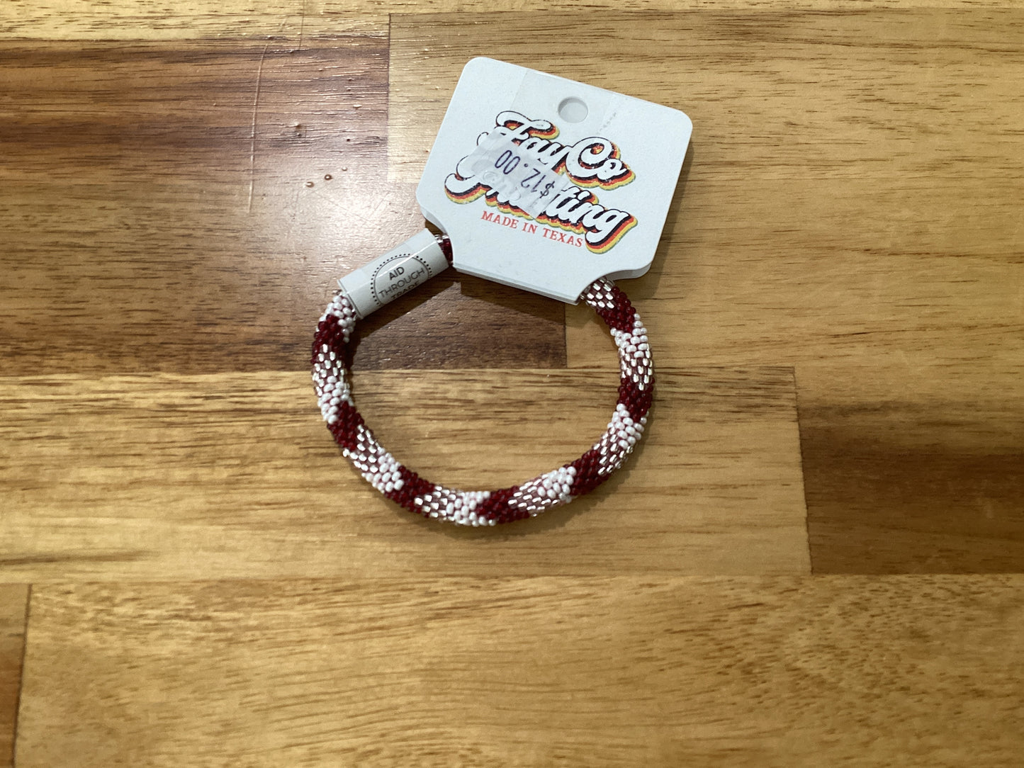 Maroon and white Beaded Bracelets