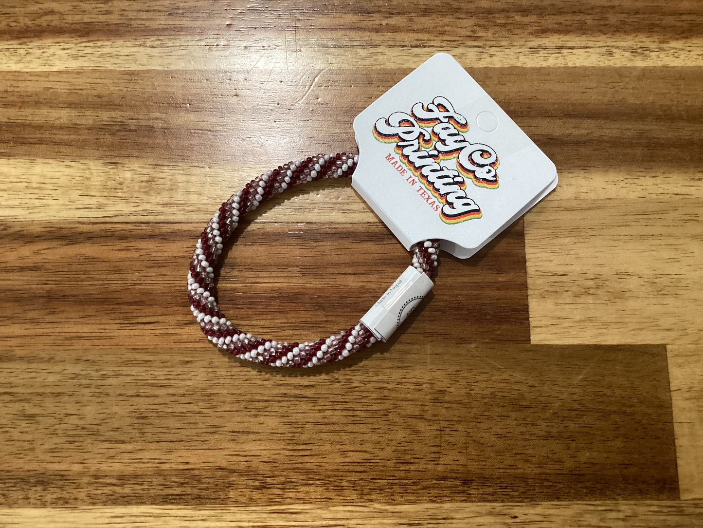 Maroon and white Beaded Bracelets