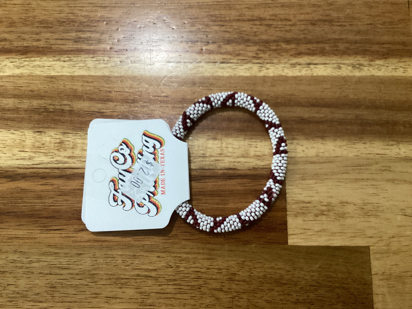 Maroon and white Beaded Bracelets