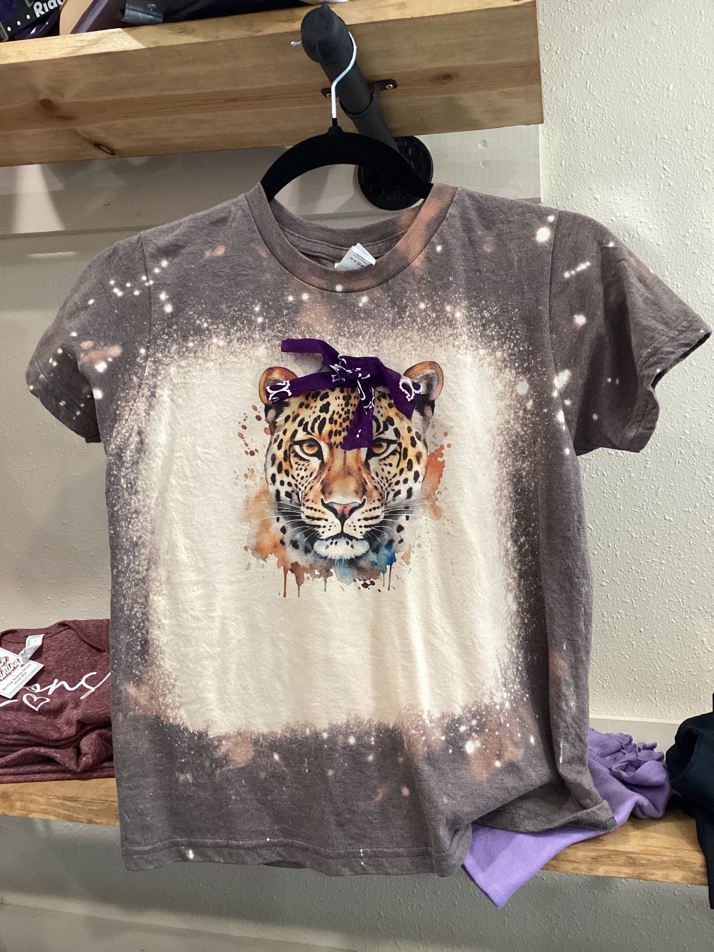 Charcoal leopard short sleeve youth