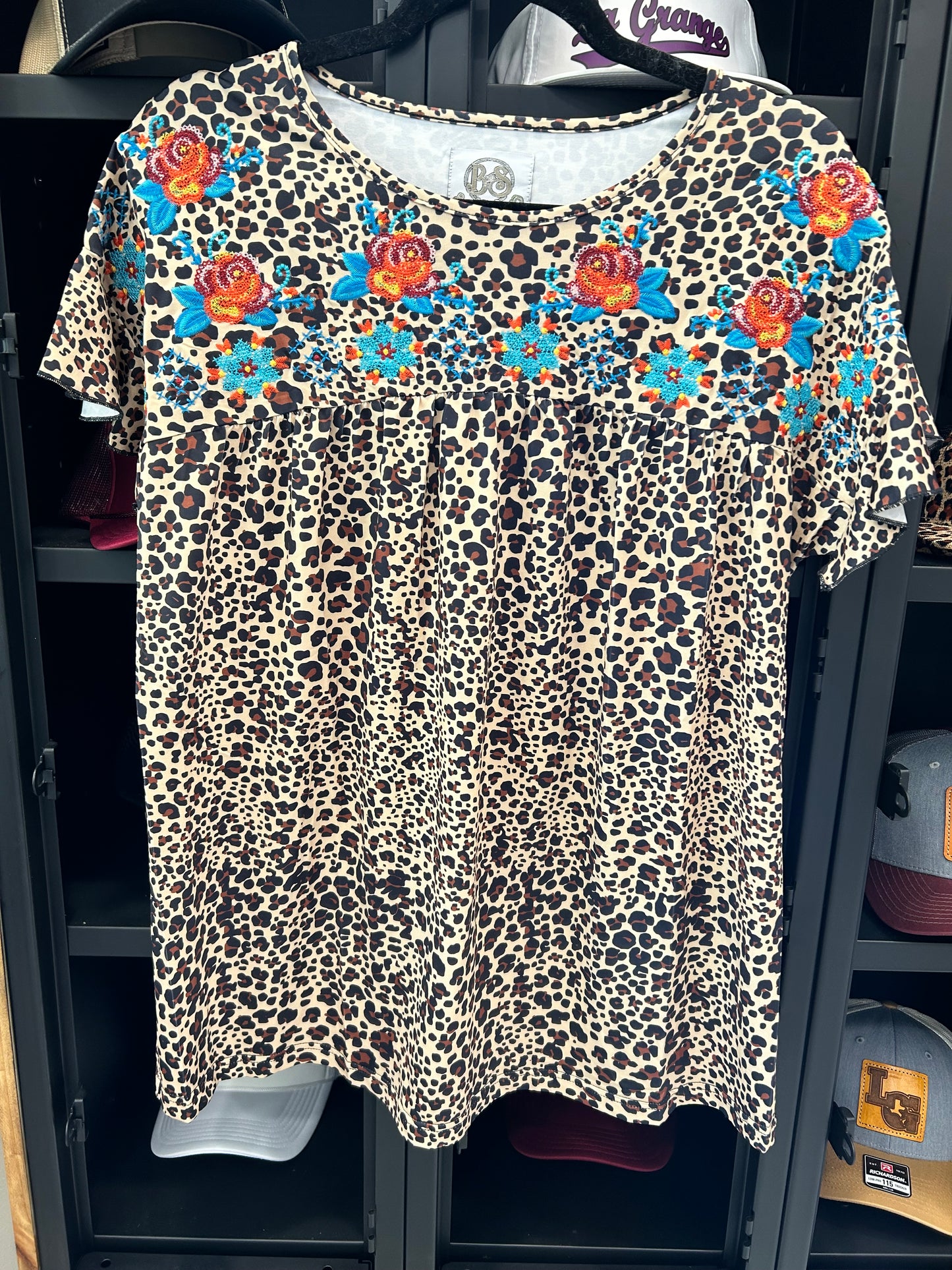 Leopard Print Embroidered Top