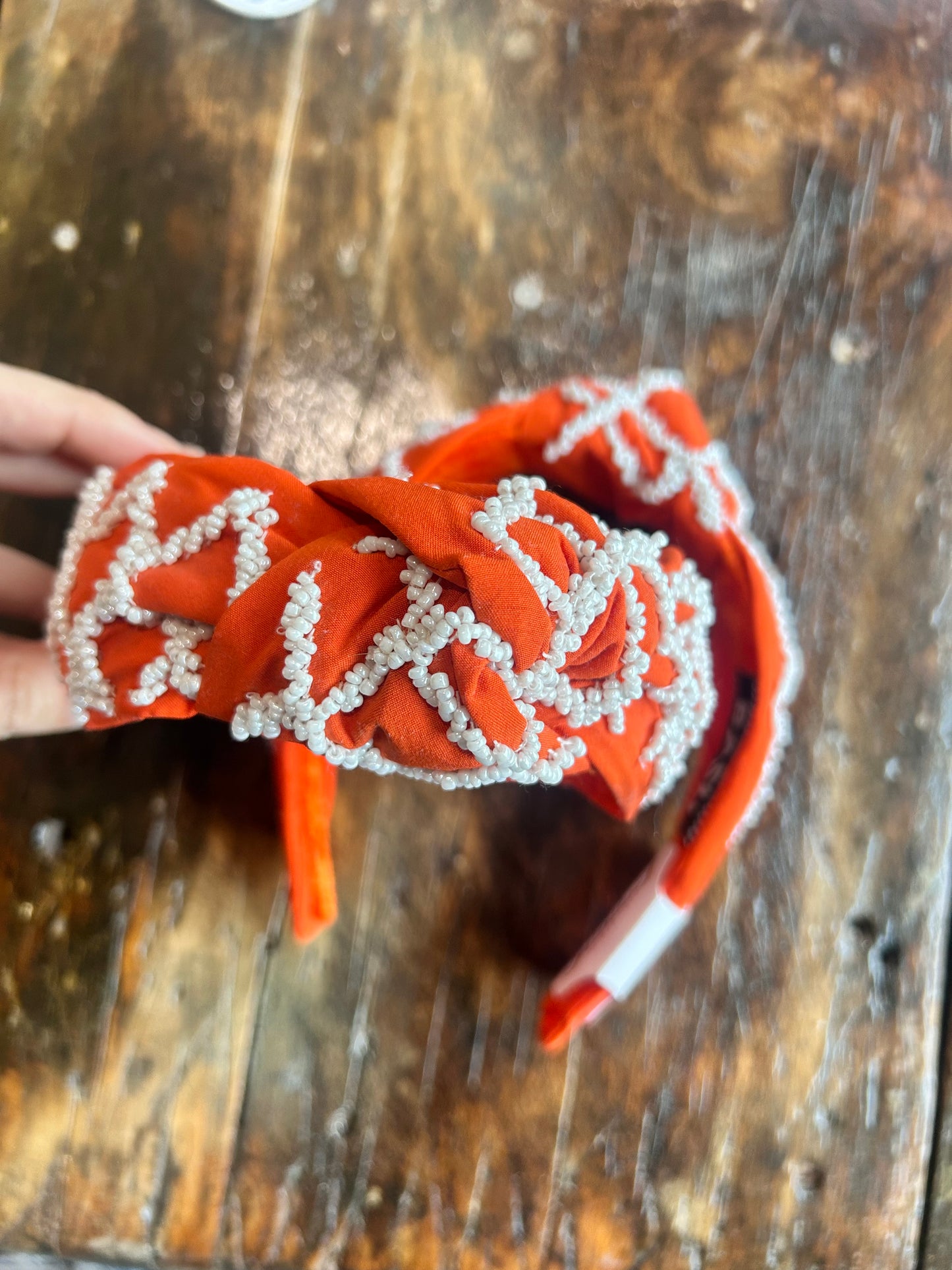 Orange Beaded Topknot Headbands