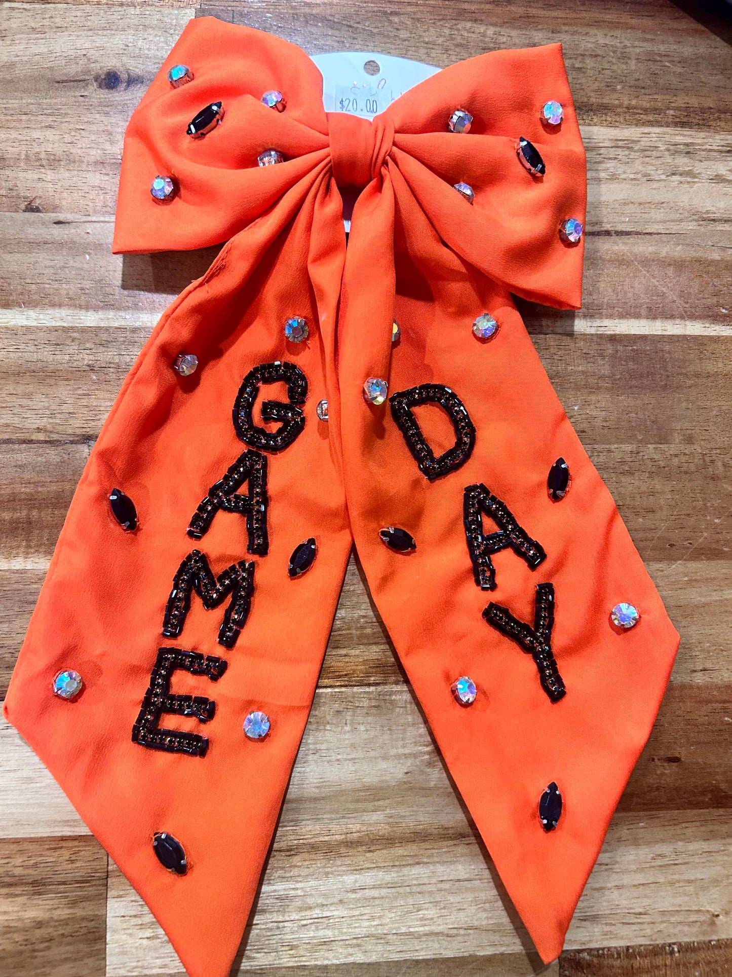 Orange Game Day Beaded bows