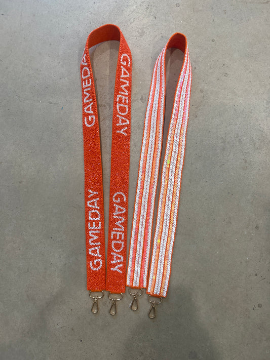 Orange & White GAMEDAY Beaded Purse Strap