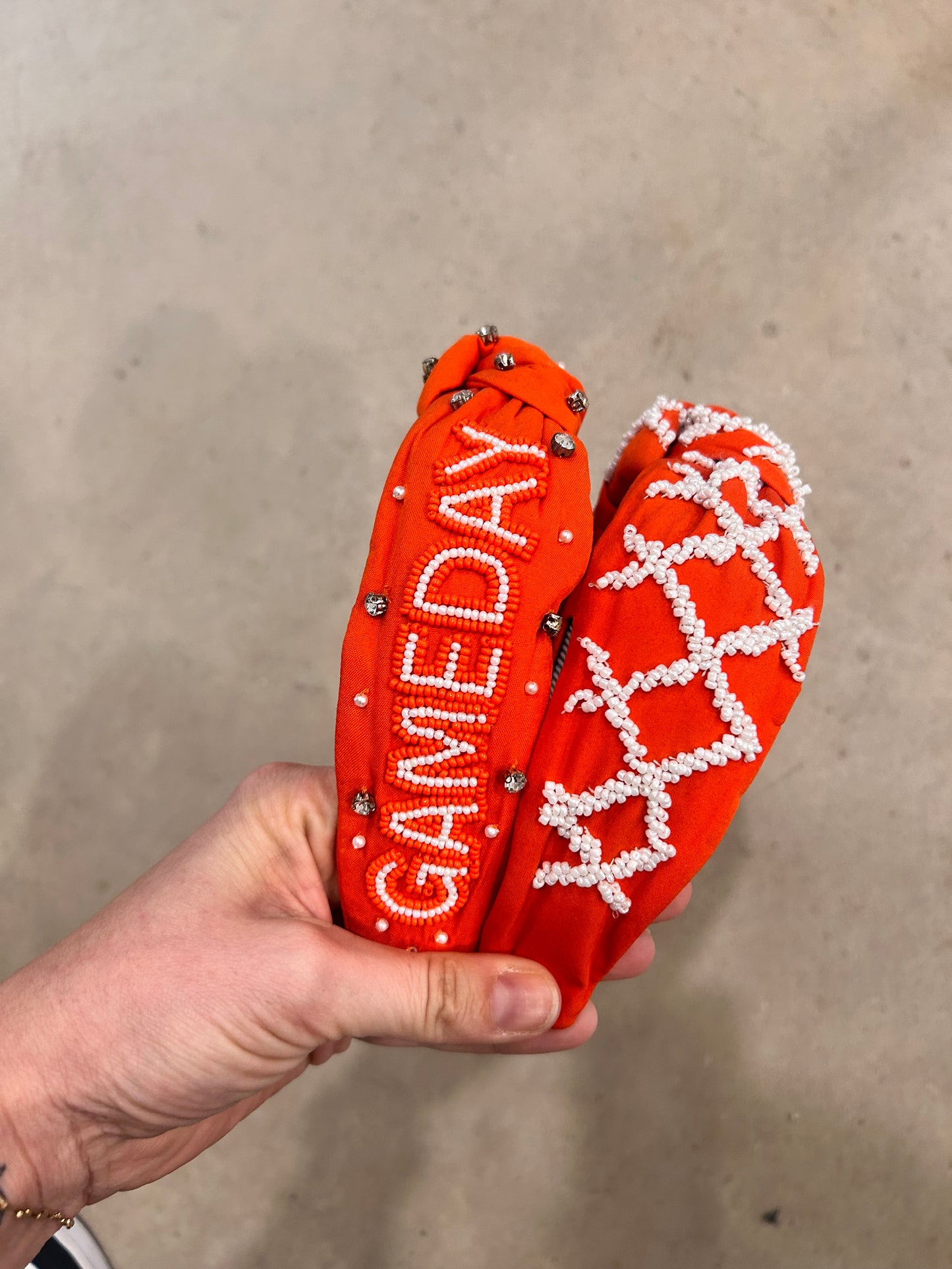 Orange Beaded Topknot Headbands