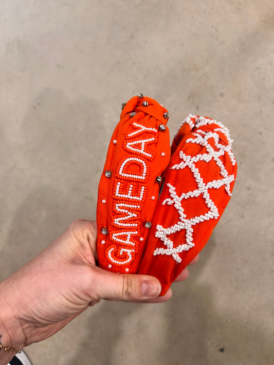 Orange Beaded Topknot Headbands