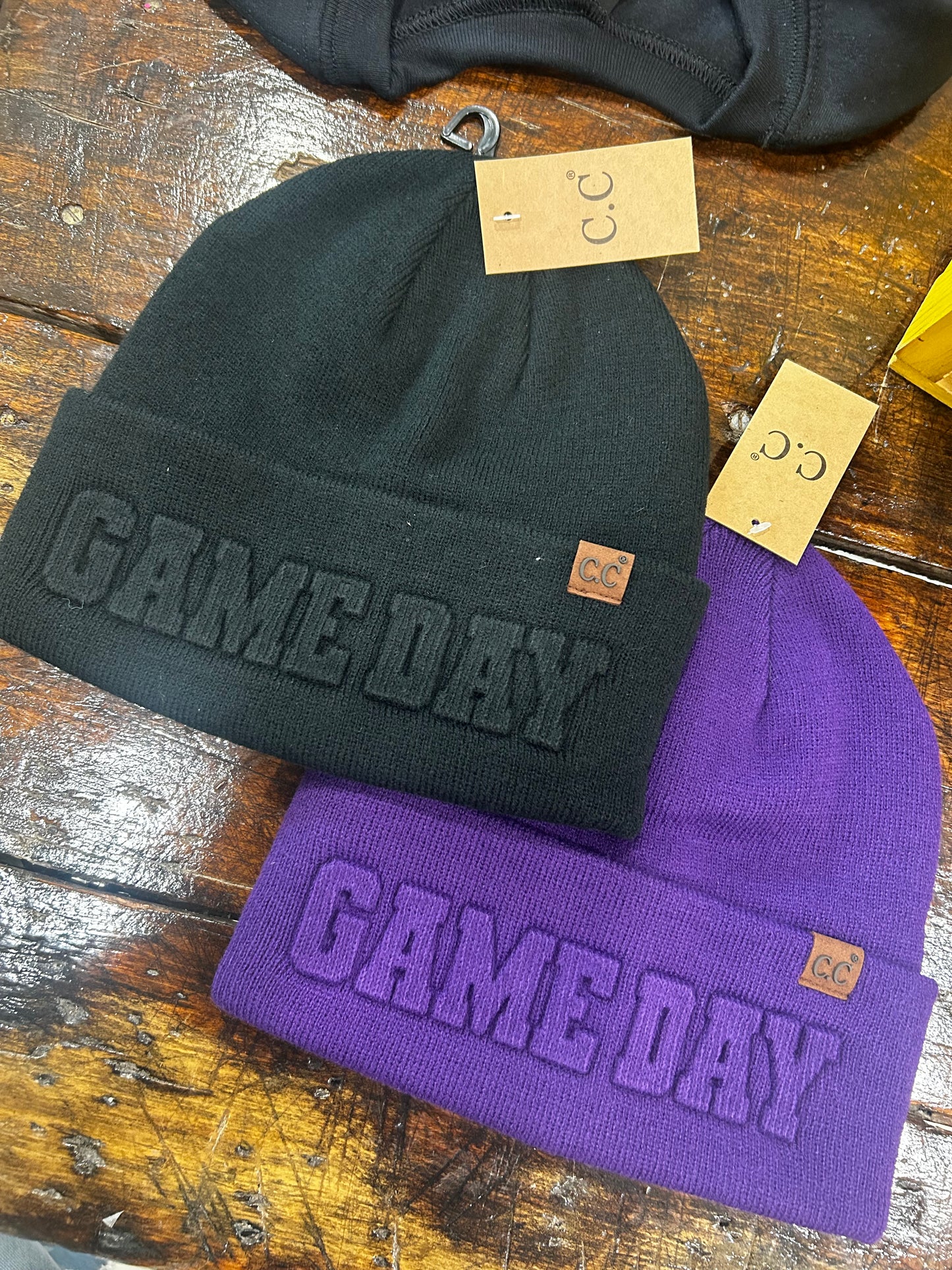 GAME DAY Embossed Cuff Beanies