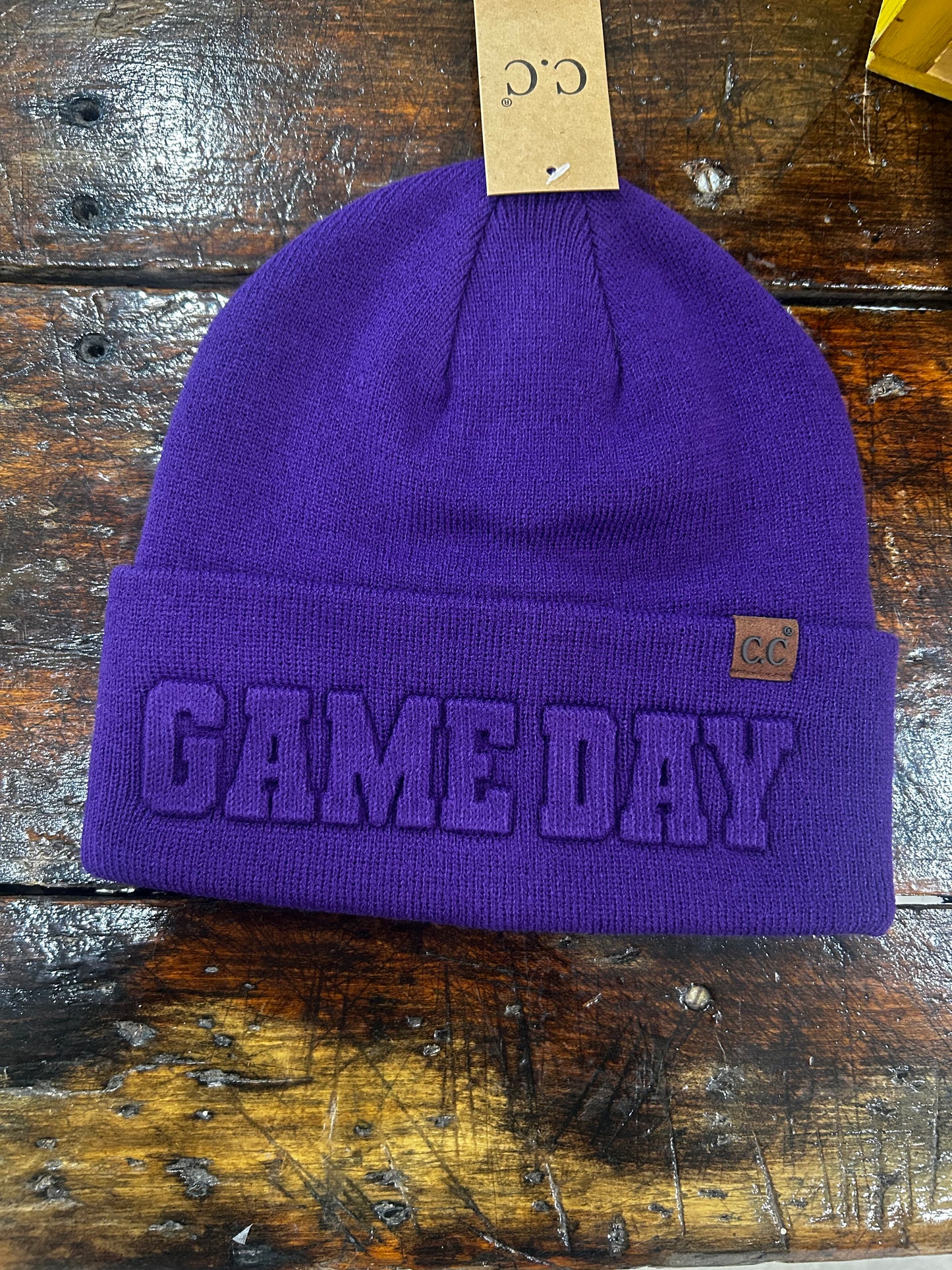 GAME DAY Embossed Cuff Beanies
