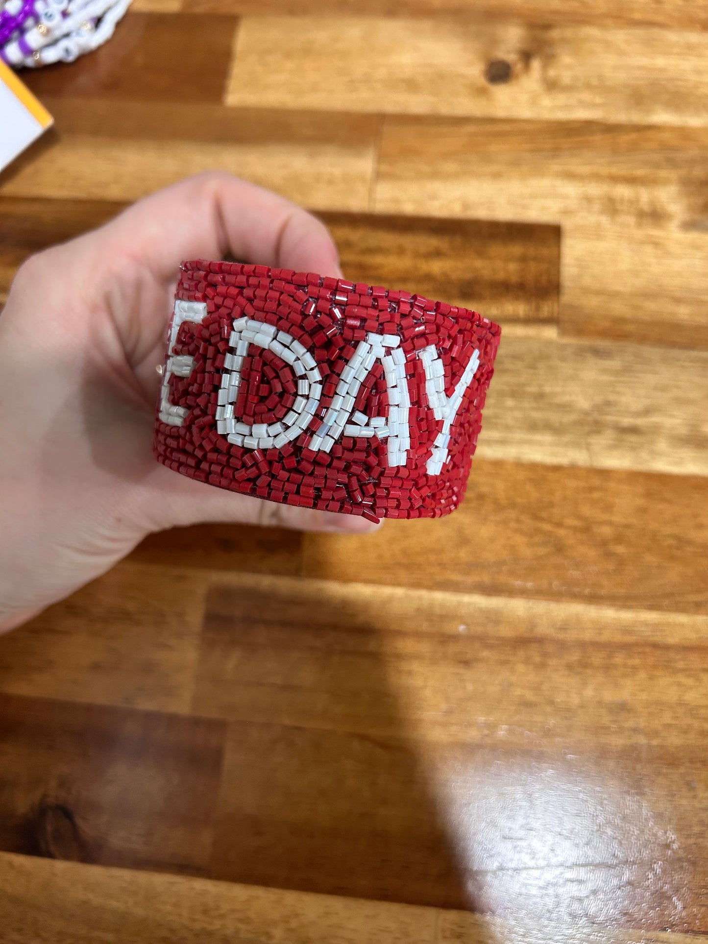 Red GAME DAY Beaded Cuff