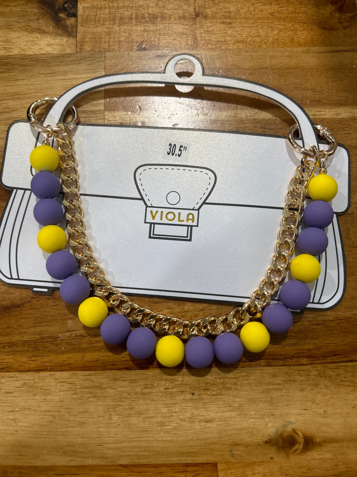 Purple & Gold Beaded Purse Chain