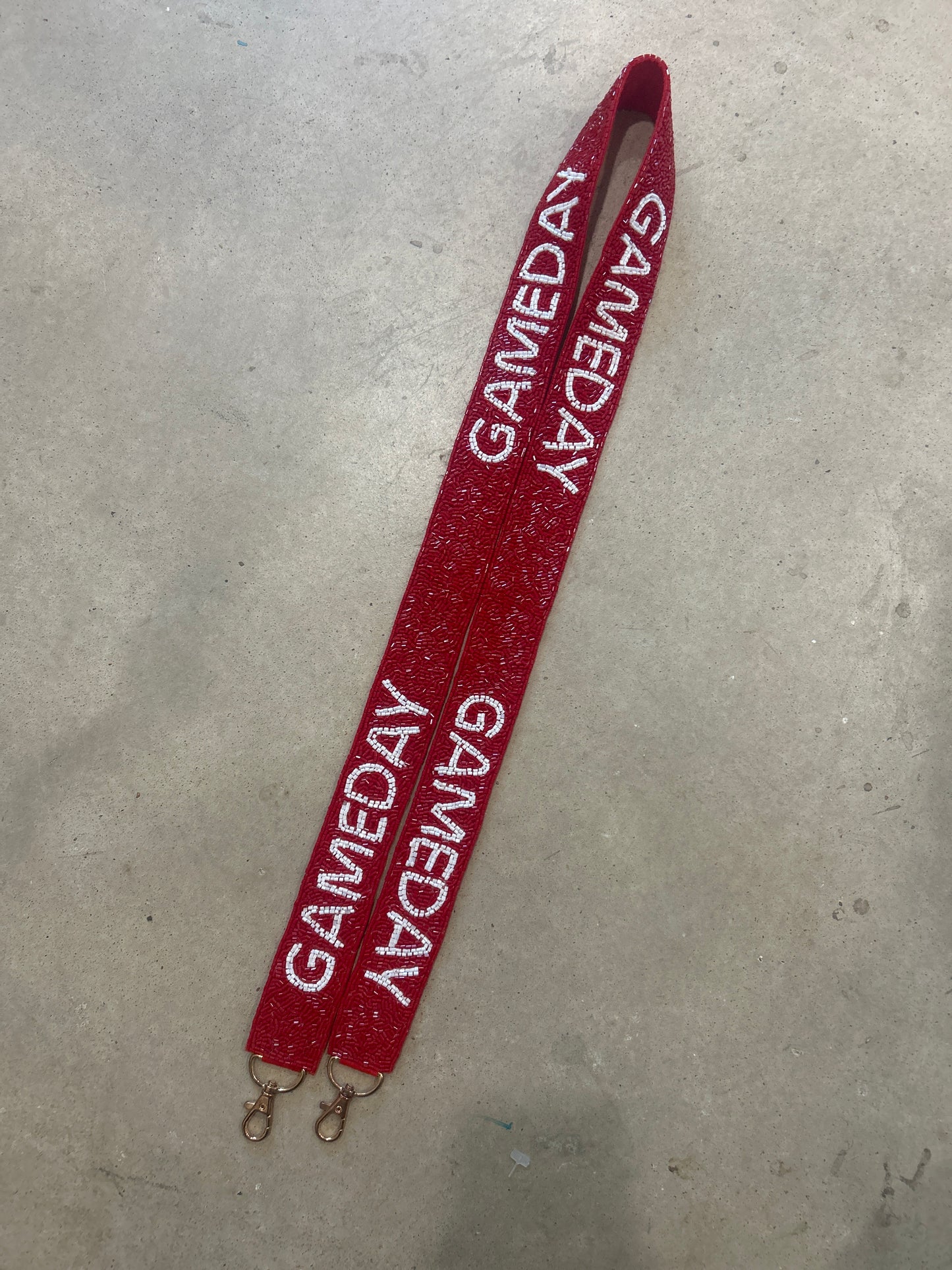 Red & White GAMEDAY Beaded Purse Strap