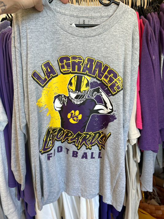 Grey longsleeve leopards football tee