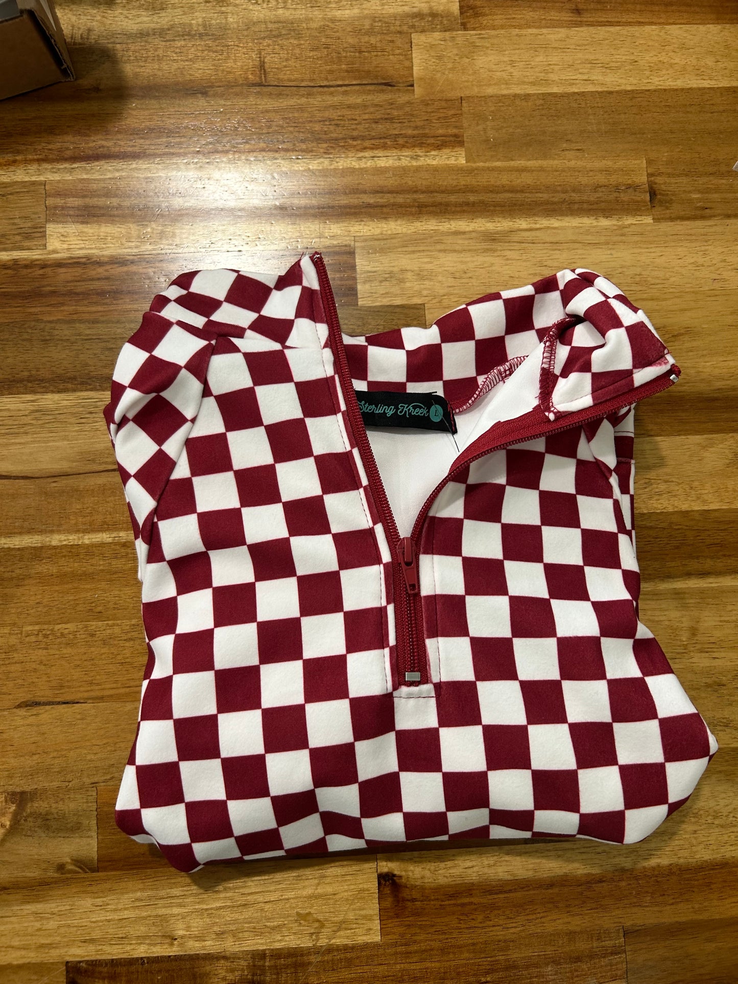 Maroon Checkered Quarter Zip