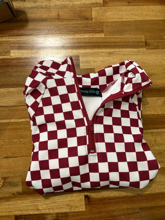 Maroon Checkered Quarter Zip