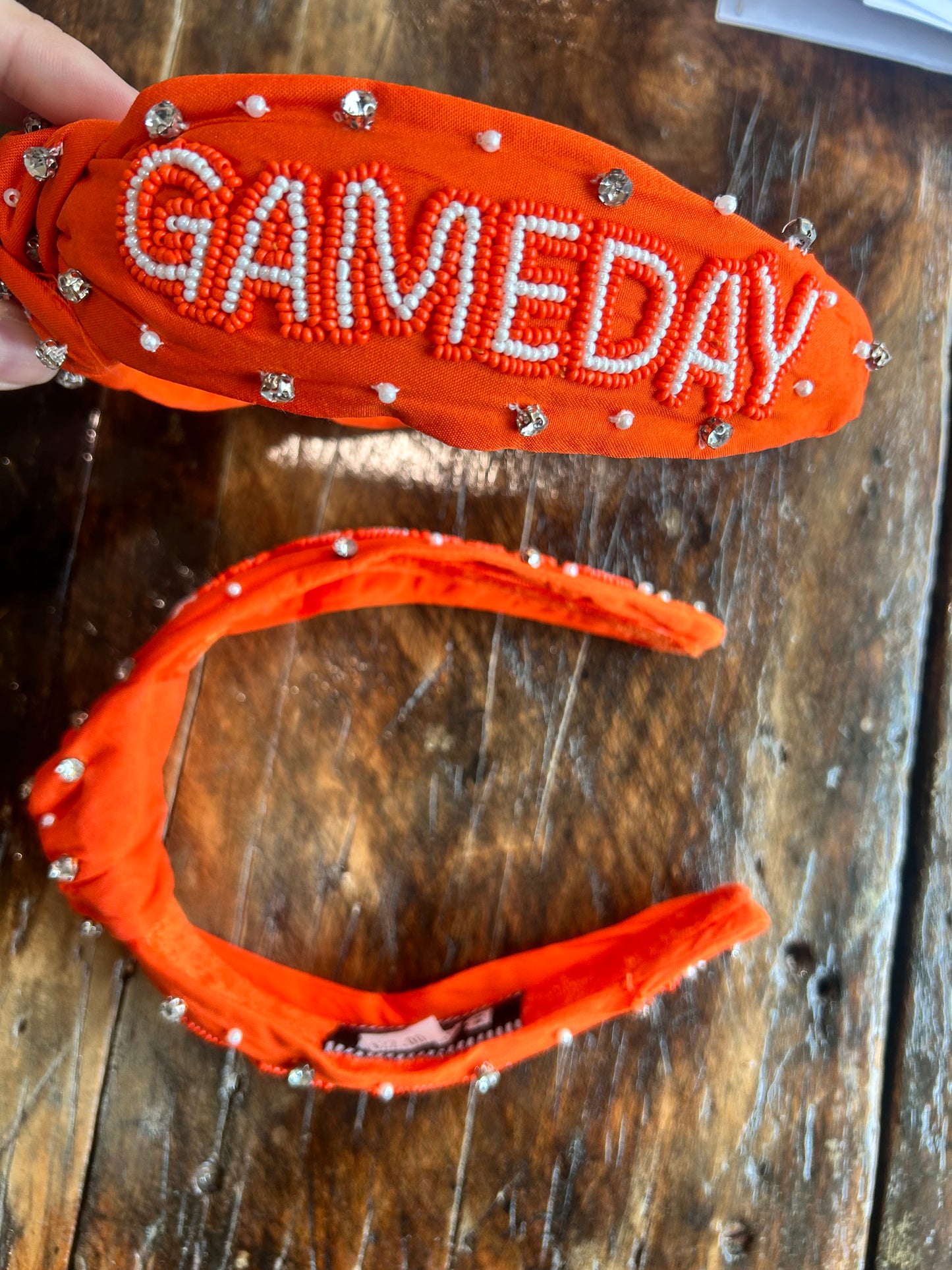 Orange Beaded Topknot Headbands