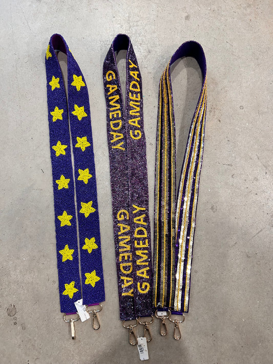 Purple & Gold GAMEDAY Beaded Purse Straps