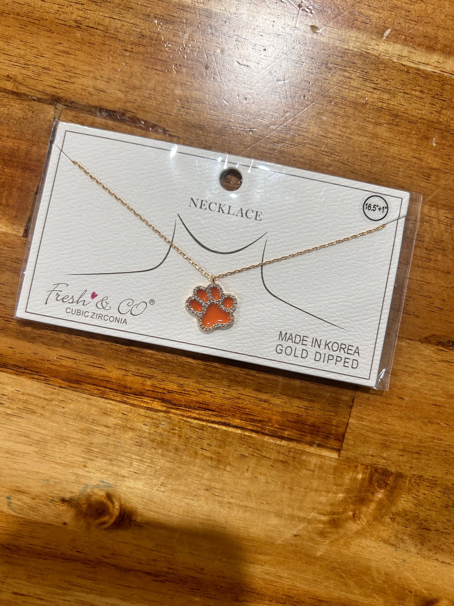 Orange Paw Necklace
