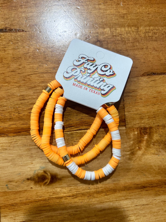 Orange & White Beaded Bracelets