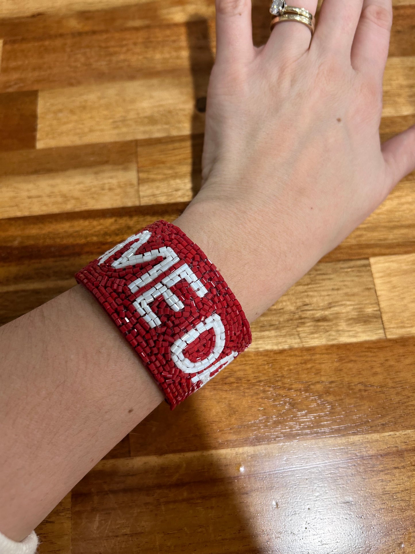 Red GAME DAY Beaded Cuff