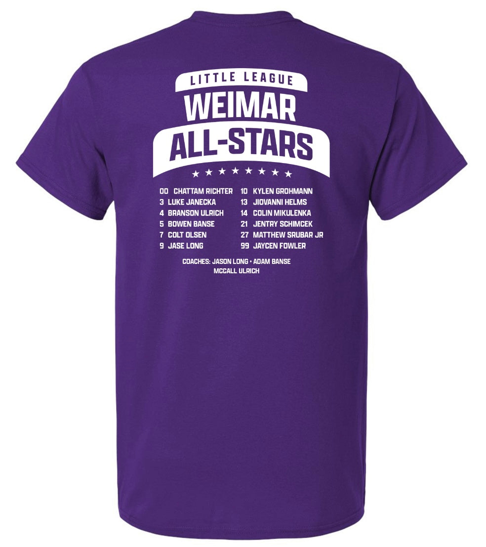 Weimar All-Stars Baseball Roster Shirt