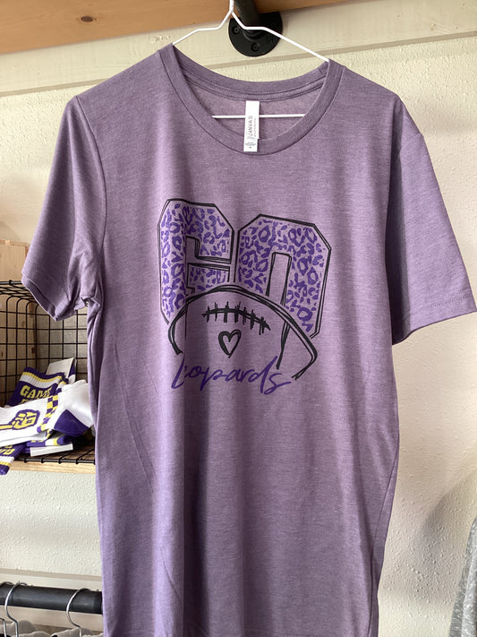 Purple Leopard football tee