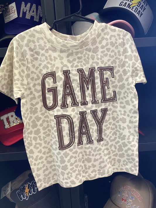 Toddler Game day leopard tee