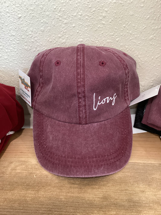 Embroidered LIONS maroon softball cap