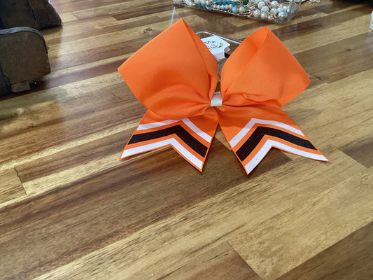 Orange bow with black and white chevron