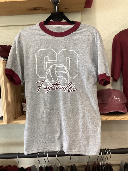 Grey and Maroon Fayetteville volleyball Tee