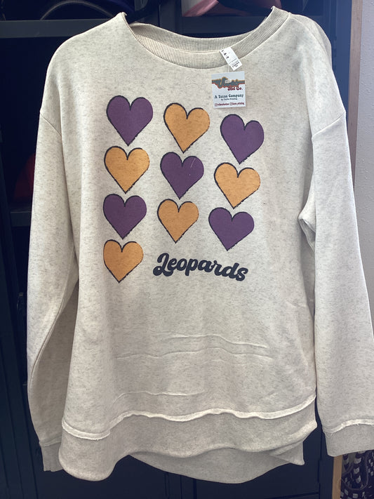 Ladies leopard heart sweater