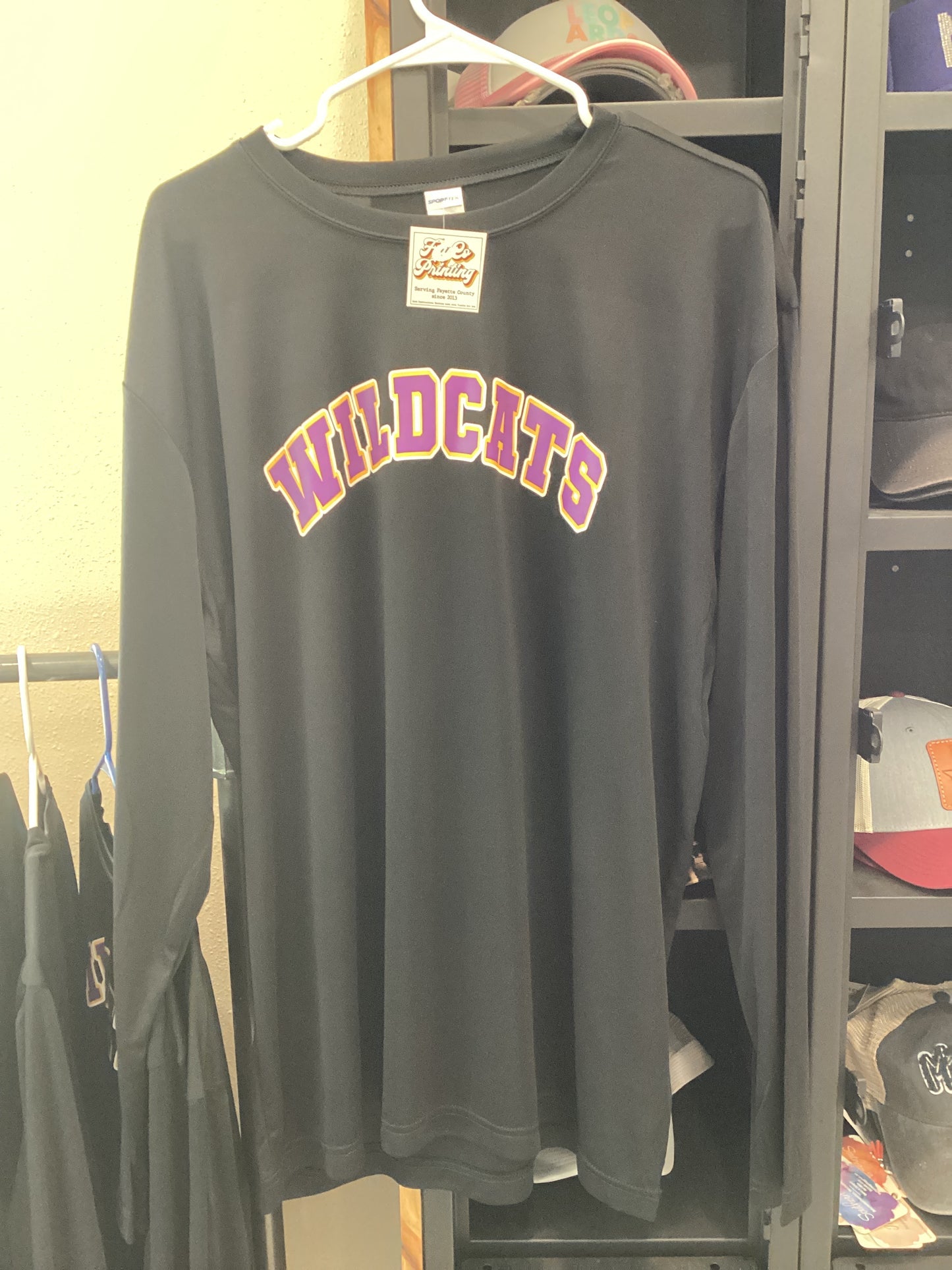 Long sleeve black drifit Wildcats Tee