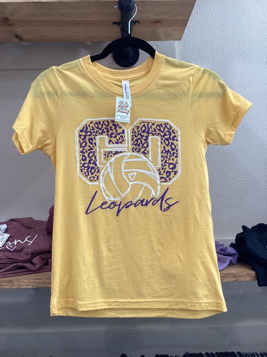 Youth yellow leopards volleyball tee