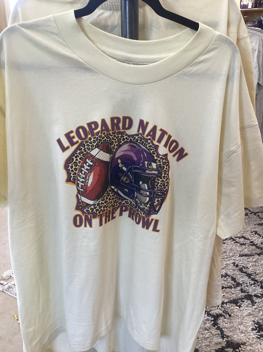 Ladies leopard football tee