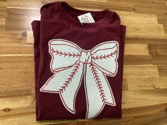 Sparkle Baseball Bow Tee