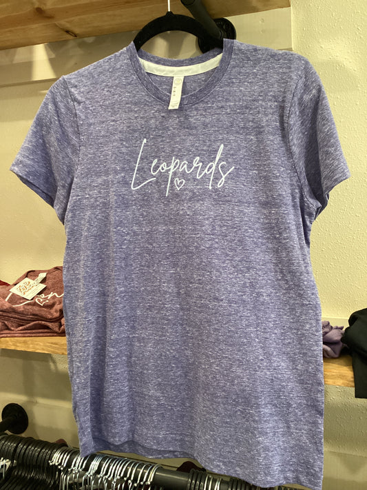 Leopard heart Heather navy youth tee