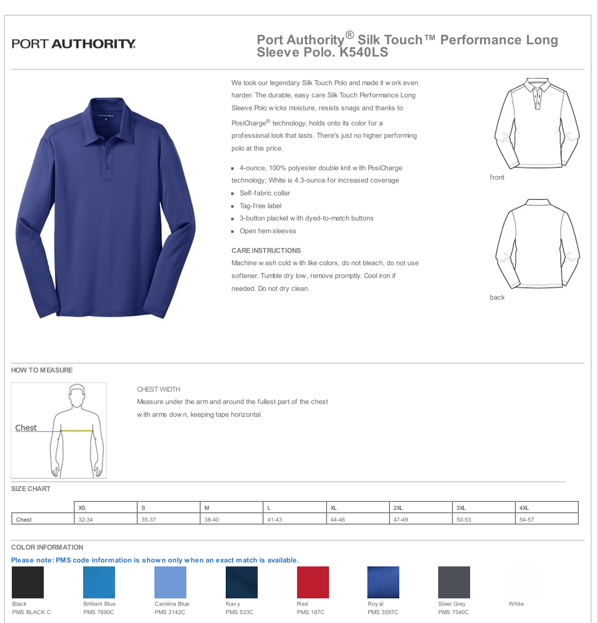 S.H. BAW Dri-Fit Long Sleeve Polo