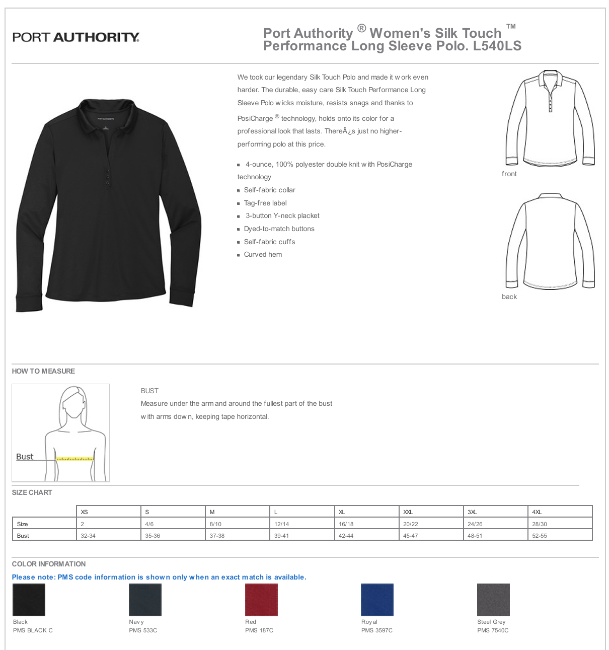 S.H. Ladies Long Sleeve Dri-fit Polo