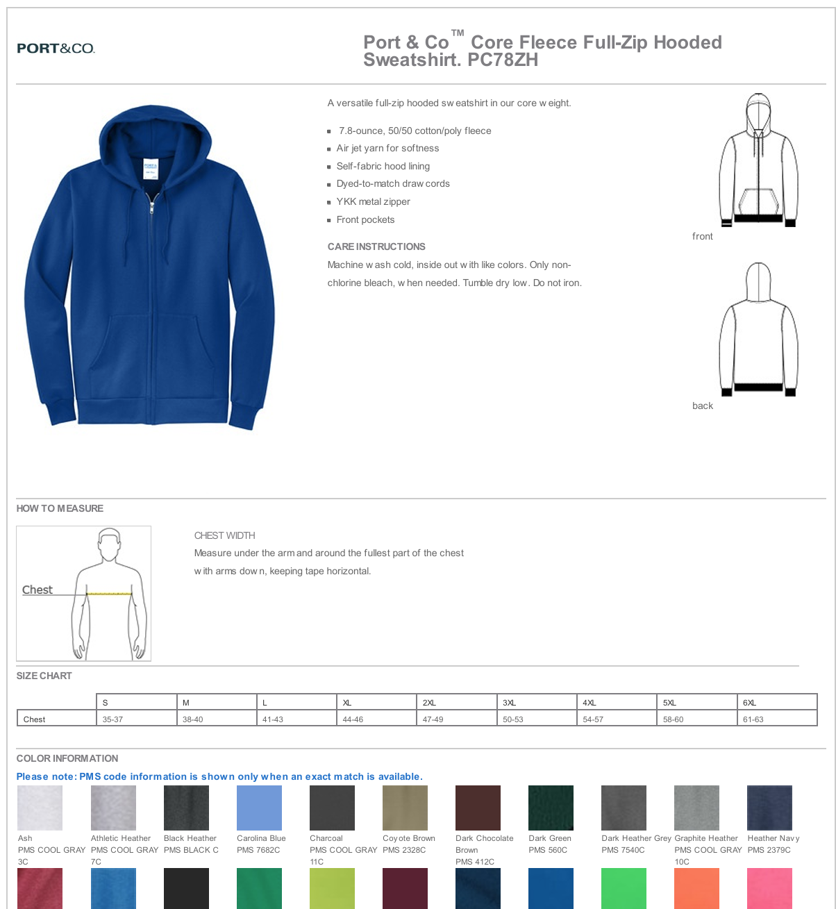 S.H. Port & Co Full Zip Sweatshirt