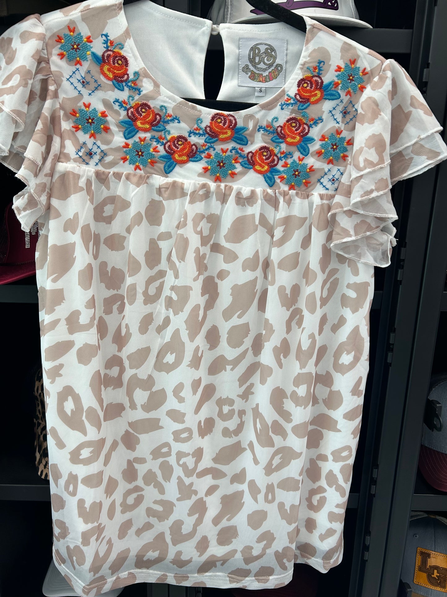 Snow Leopard Embroidered Top