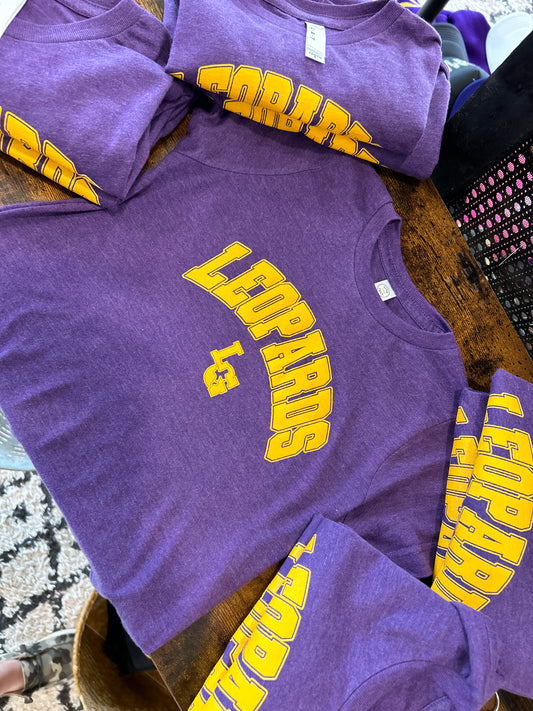 Arched LEOPARDS Youth Purple Tee