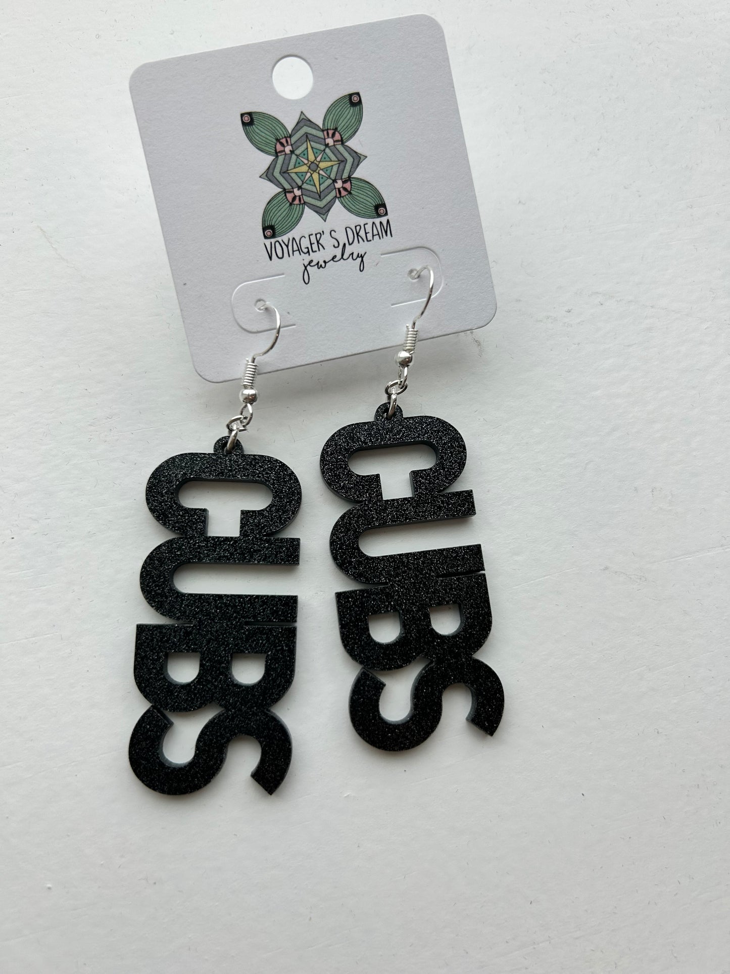 Black CUBS hook earrings