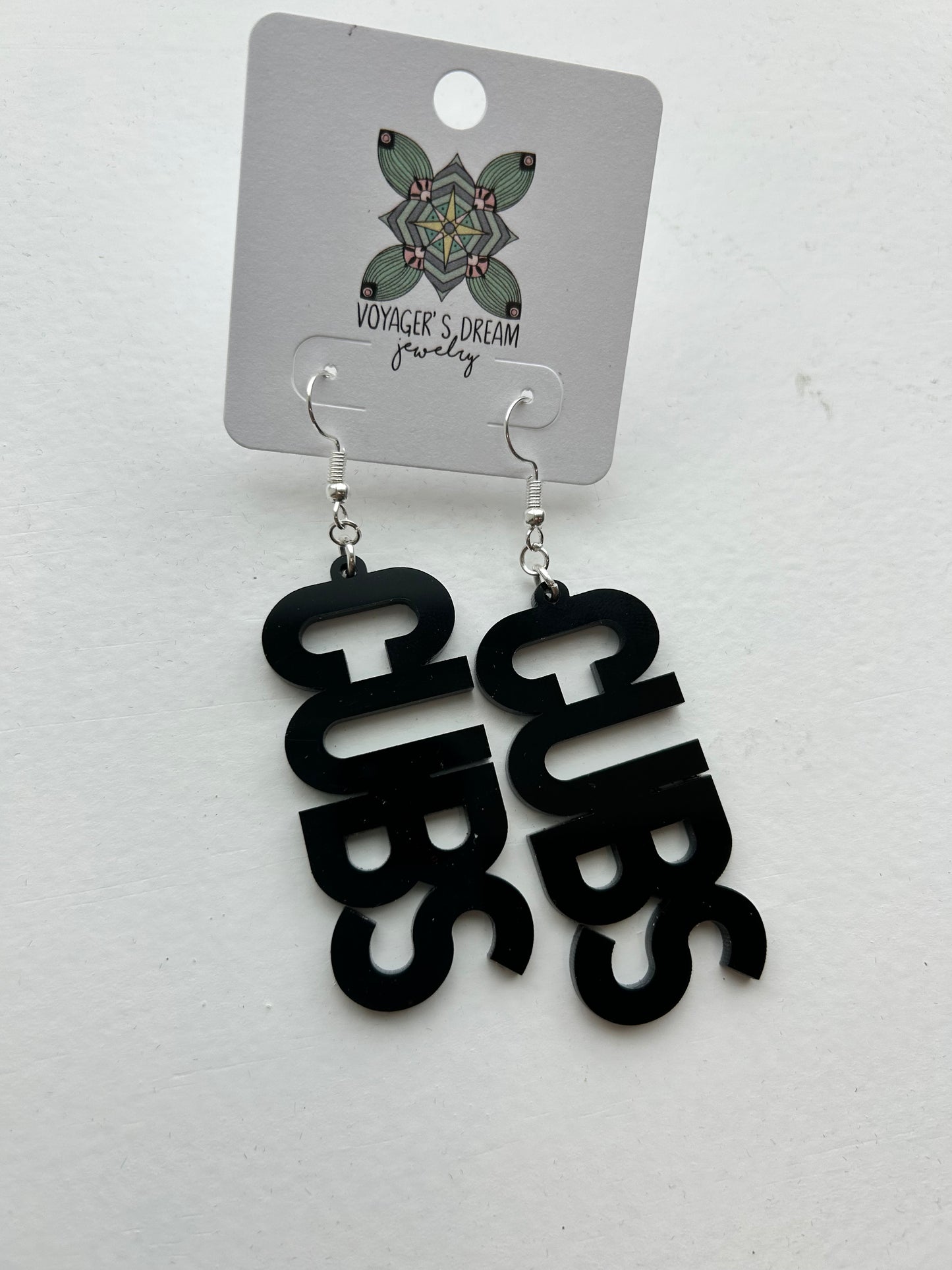 Black CUBS hook earrings